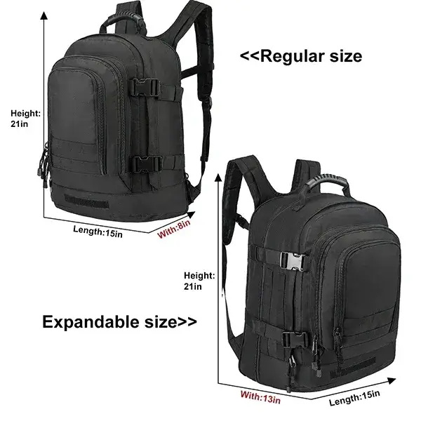 black outdoor backpack expandable