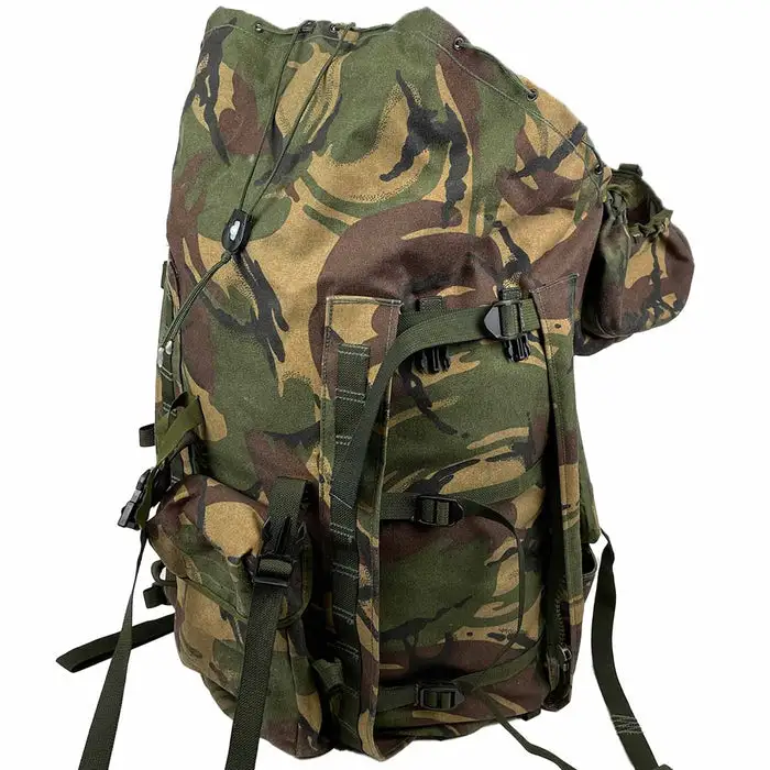 British Army 100L Bergen Backpack detailed side view.